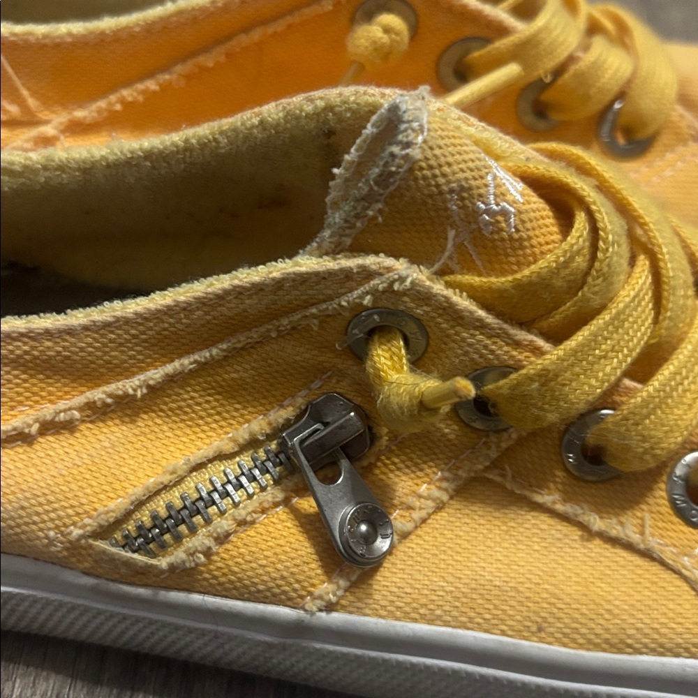 Blowfish Yellow Canvas Sneakers with Zipper Detail - Picture 3 of 6